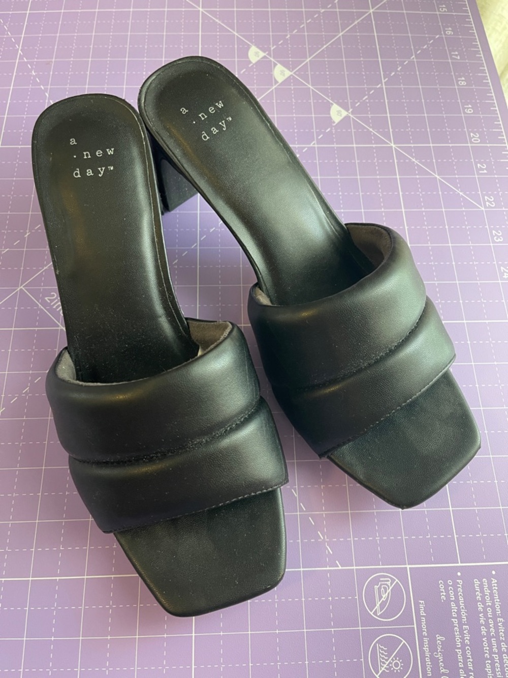 a new day Black Padded Square-Toe Block Heels